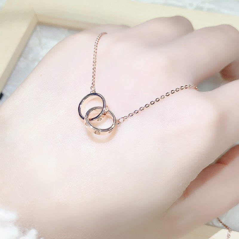 Korean Style Rose Gold Double Female Couple Gift Letter Necklaces