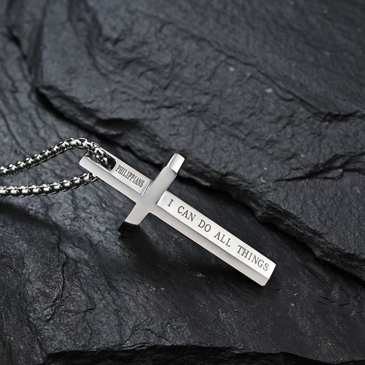 Women's & Men's Steel Simple Cross Unisex Style Sweater Pendants