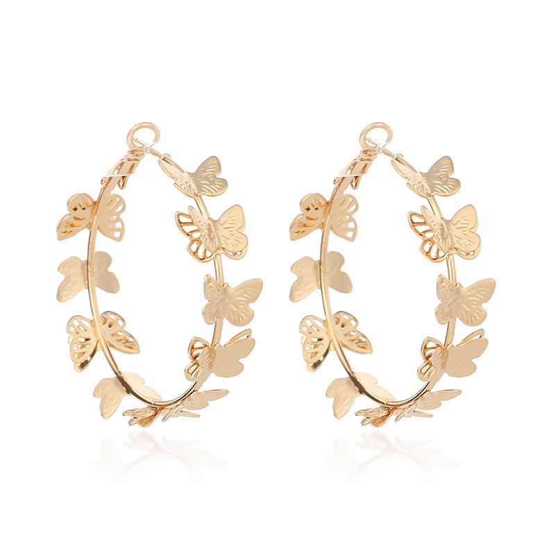 Golden Butterfly Flying Metal Stall Geometric Stud Earrings