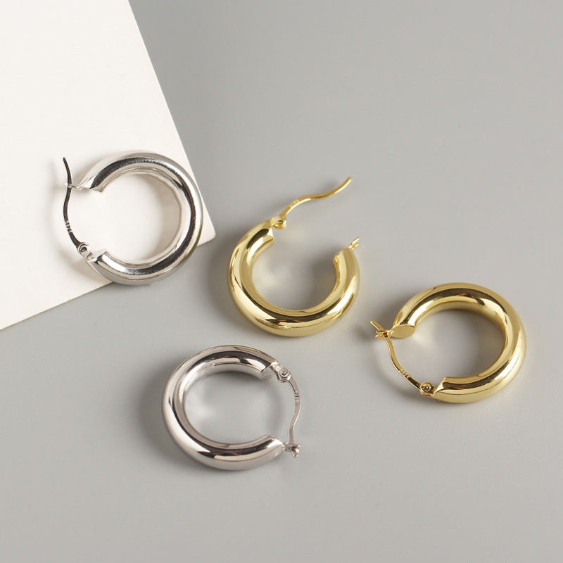 Sterling Sier Cold Style Metal Ear Earrings