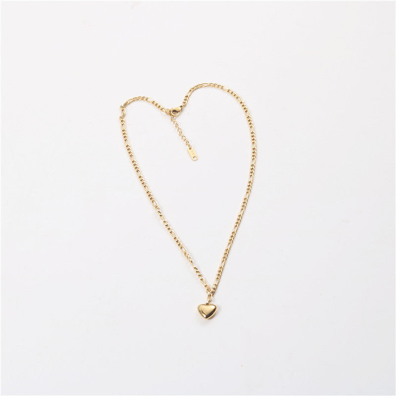 Style Small Peach Heart Shiny Fiber Bone Clavicle Chain Necklaces