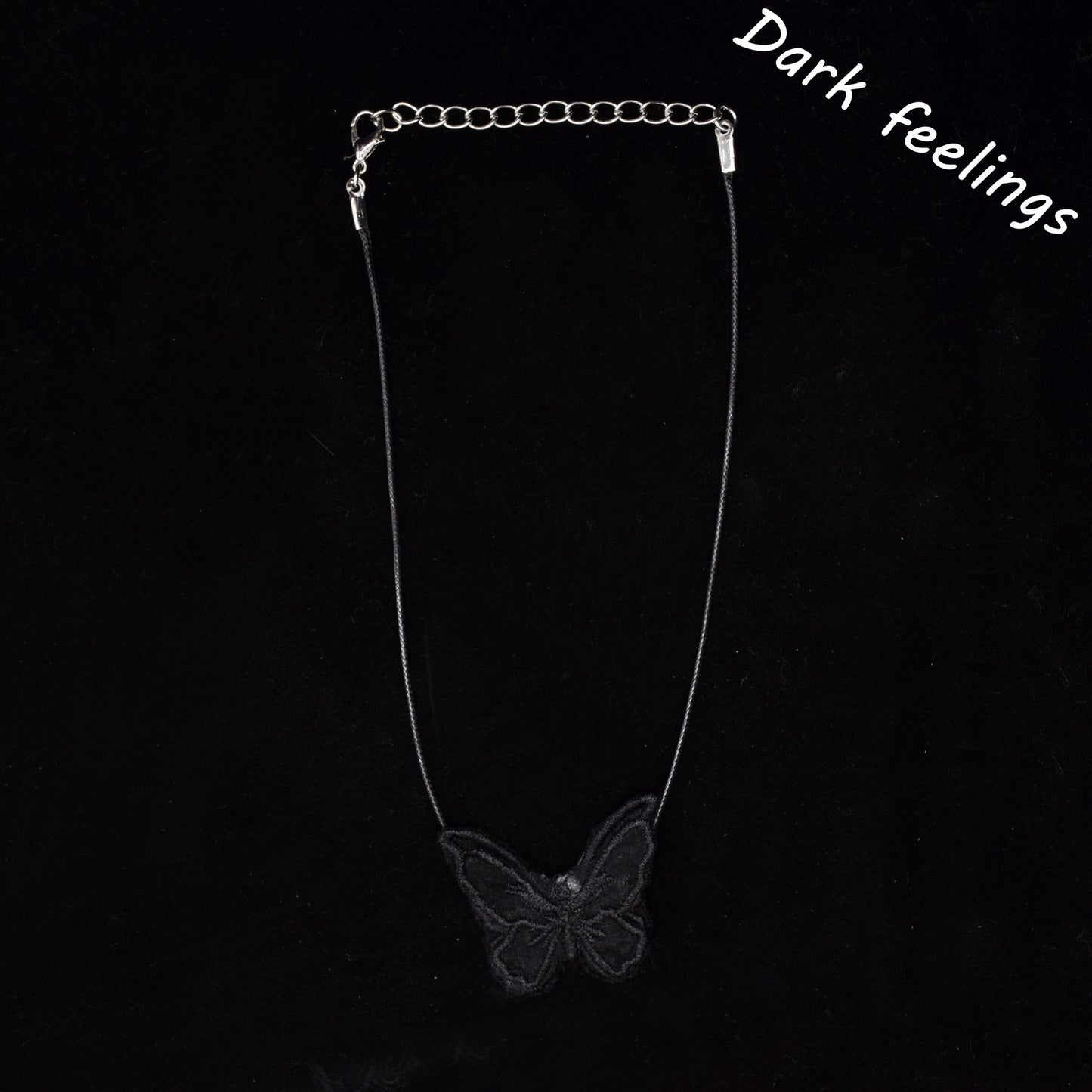 Women's Dark Heart Tulle Butterfly Leather Rope Necklaces