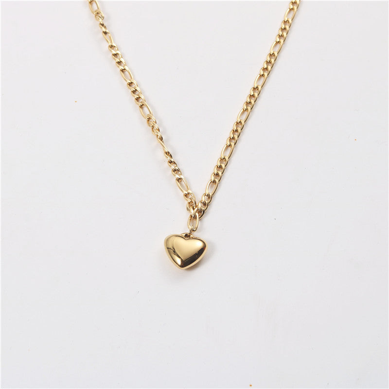 Style Small Peach Heart Shiny Fiber Bone Clavicle Chain Necklaces