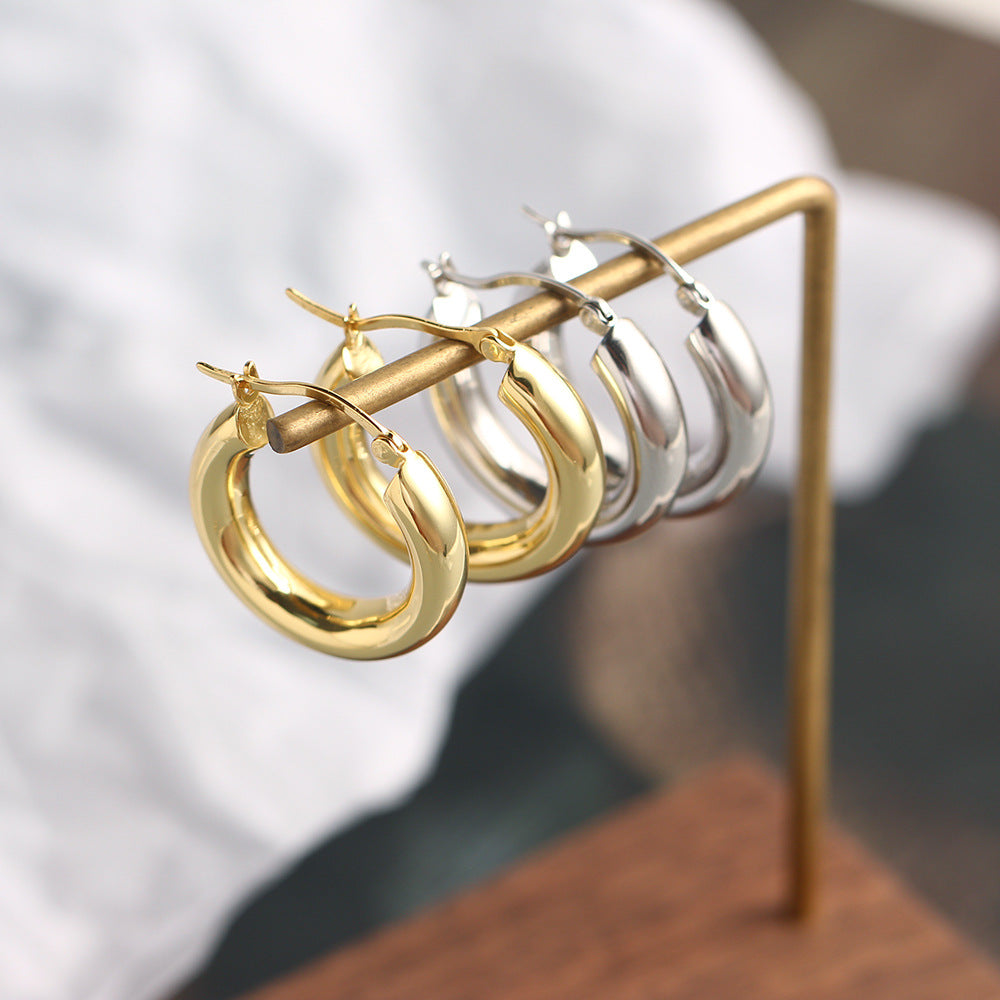 Fashion Style Gold-plated Titanium Steel Personalized Cold Sier Earrings