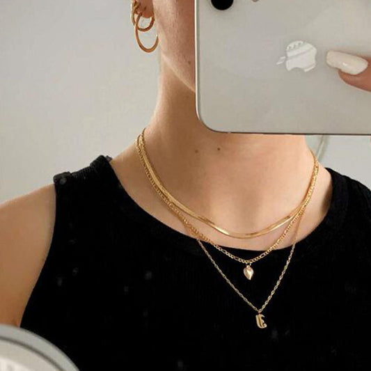 Style Small Peach Heart Shiny Fiber Bone Clavicle Chain Necklaces