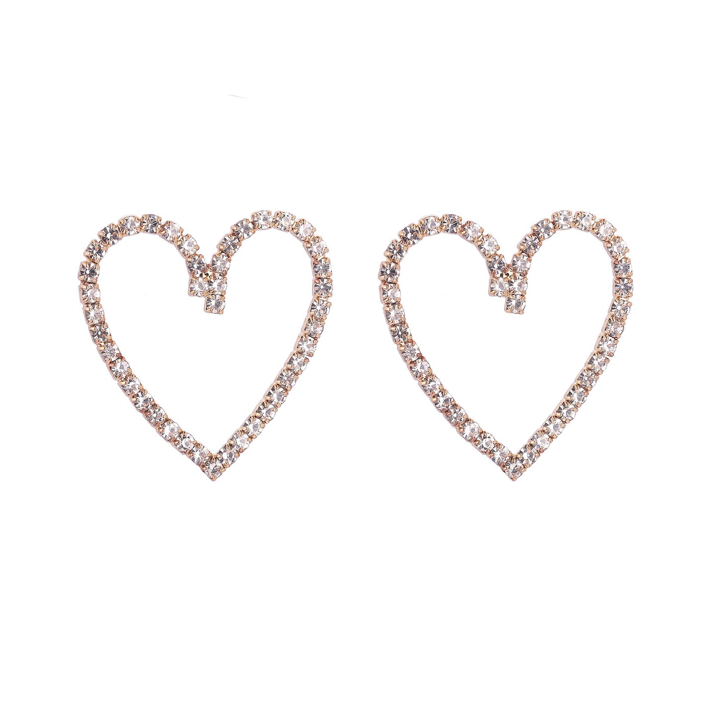 Minimalism Hollow Heart Fairy Rhinestone Love Stud Earrings