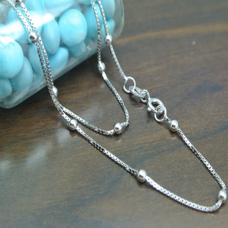 Sterling Sier Chain Large Beads Collarbone Necklaces