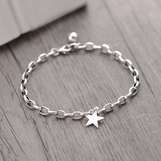 Women's Sterling Sier Five-pointed Star Design Simple Fashion Bracelets