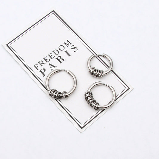 Women's & Men's Titanium Steel Korean Round Ear Clip Earrings