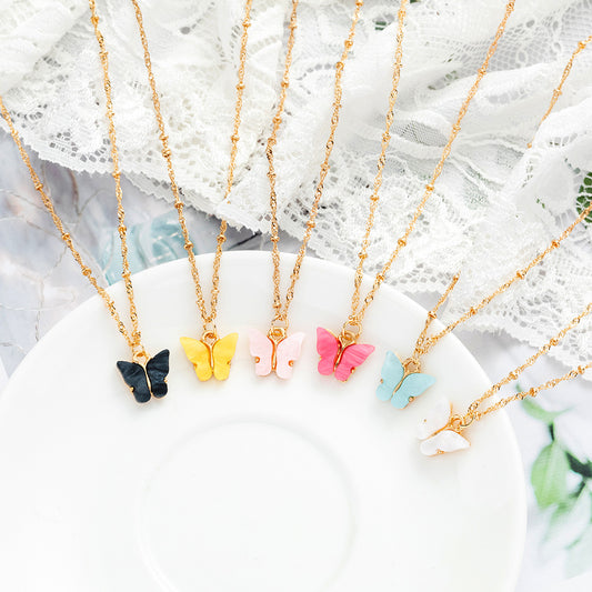 Creative Fashion Color Acrylic Butterfly Suit Jewelry Set