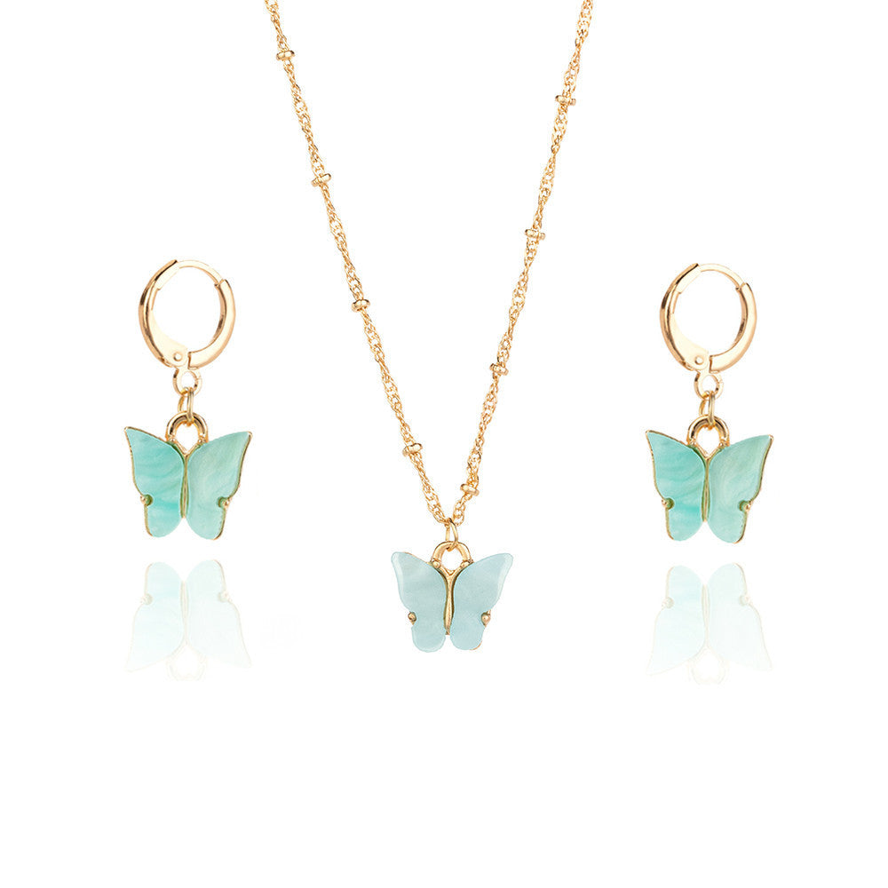 Creative Fashion Color Acrylic Butterfly Suit Jewelry Set