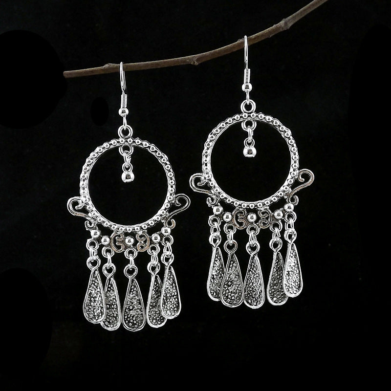Women's Tibetan Sier Miao Eardrops Classical Ethnic Style Earrings