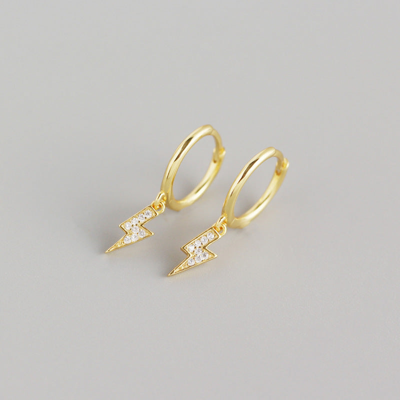 Best-selling Sterling Sier Geometric Lightning Diamond Earrings