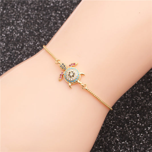 Women's Trendy Micro Inlaid Zircon Turtle Adjustable Can Be Bracelet