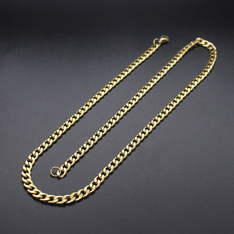 Men's Link Chain Stainless Steel Black Titanium Golden Necklaces