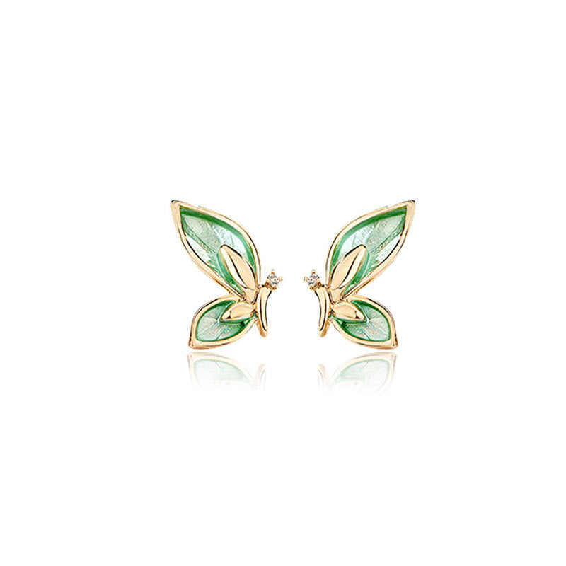 Needle Mandarin Duck Butterfly Shadow Female Mori Simple Earrings