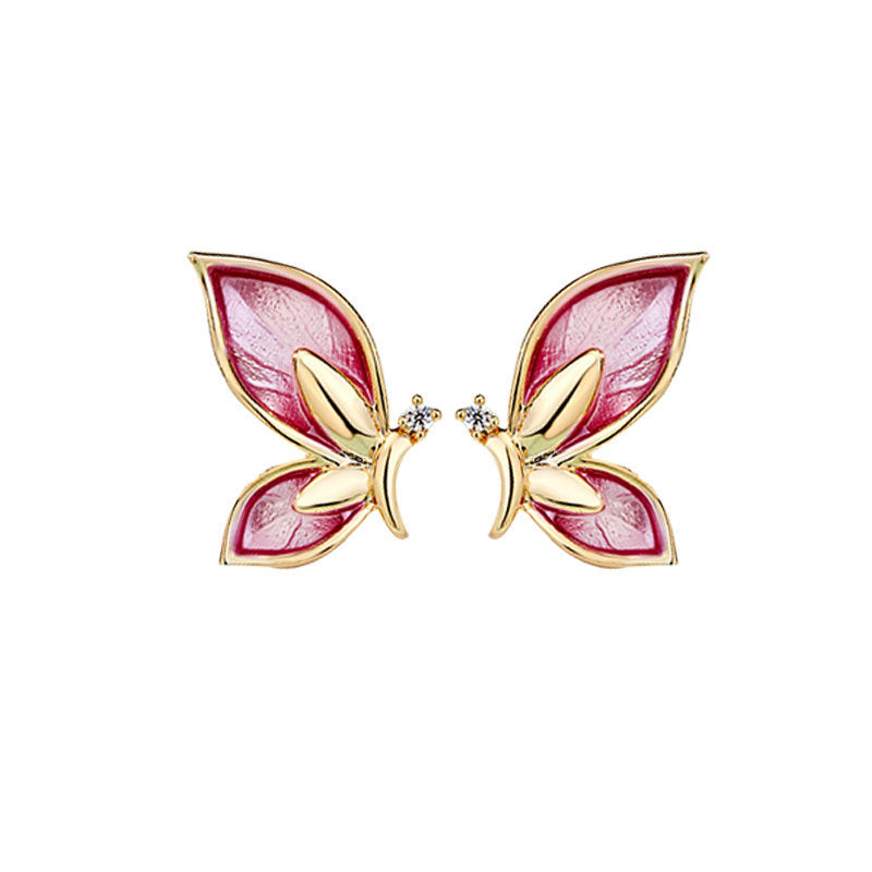Needle Mandarin Duck Butterfly Shadow Female Mori Simple Earrings