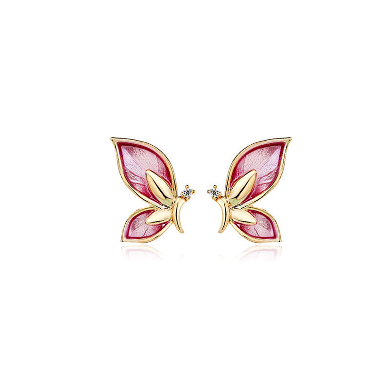 Needle Mandarin Duck Butterfly Shadow Female Mori Simple Earrings