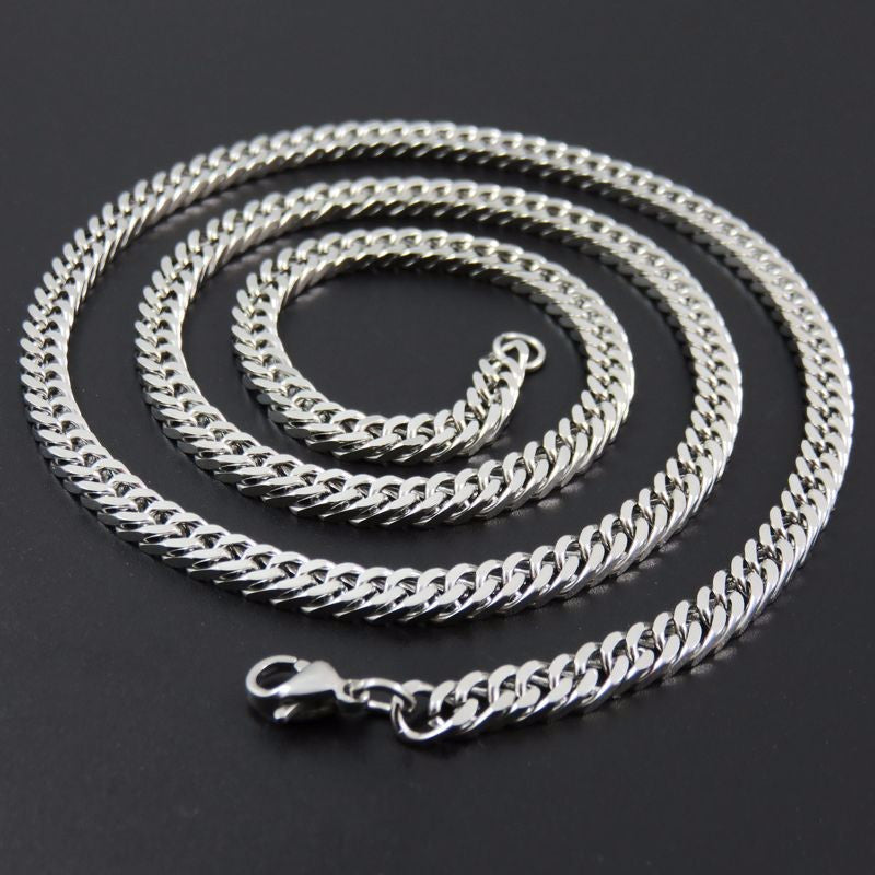 Cuban Denim Stainless Steel Double Buckle Chain Four-sided Grinding Titanium Necklaces