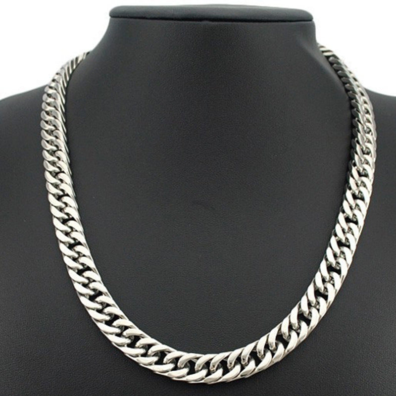 Cuban Denim Stainless Steel Double Buckle Chain Four-sided Grinding Titanium Necklaces