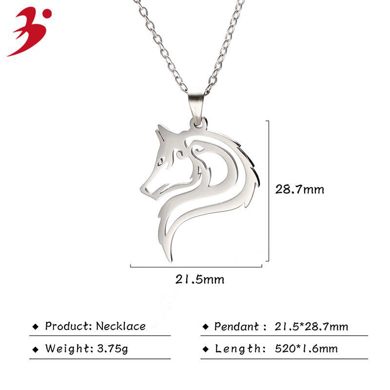 Men's Ornament Stainless Steel Norwegian Wolf Head Charm Necklaces