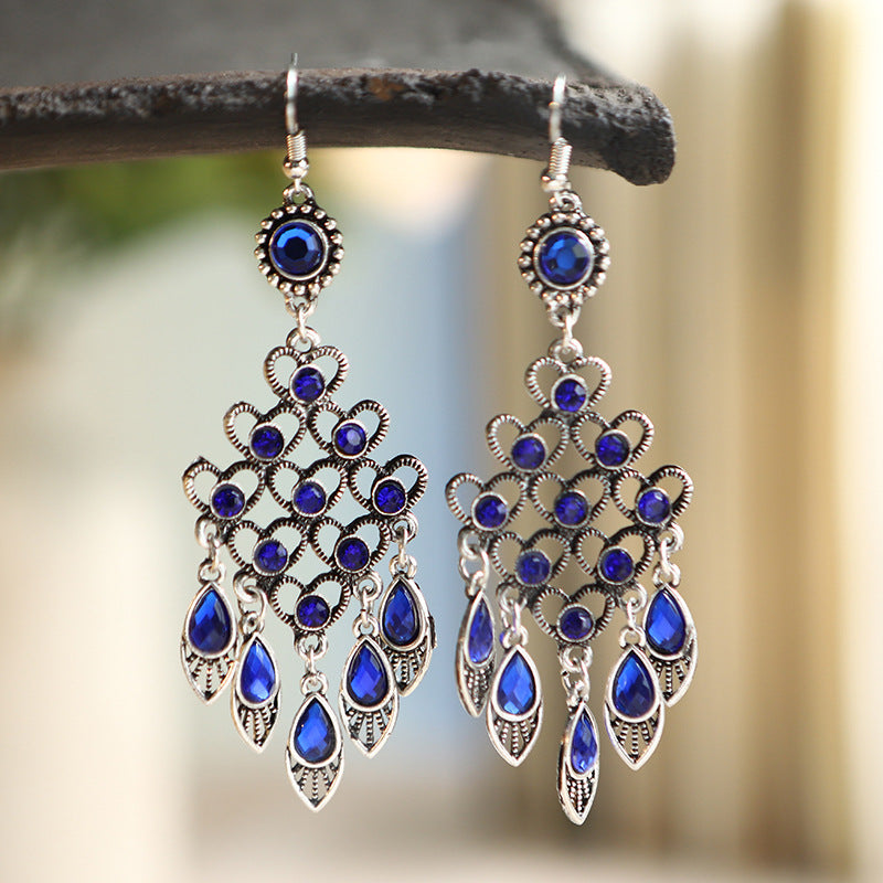 Women's Retro Chinese Style Multilayer Diamond Temperamental Earrings