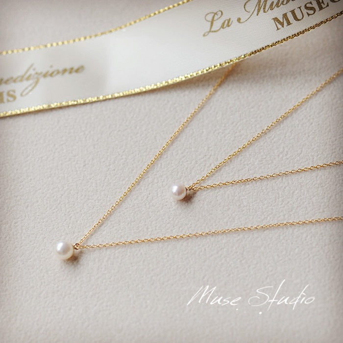 Small Pearl Sier Plated Shell Pearls Necklaces