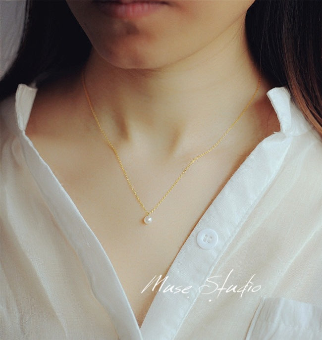 Small Pearl Sier Plated Shell Pearls Necklaces