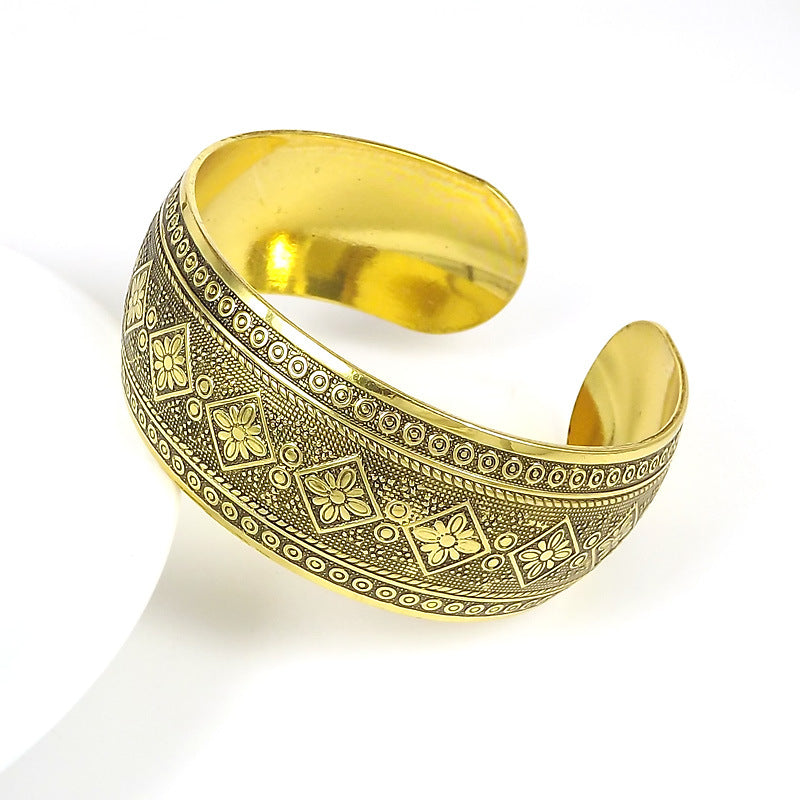 Women's Ethnic Style Tibetan Sier Miao Open-ended Peony Bracelet