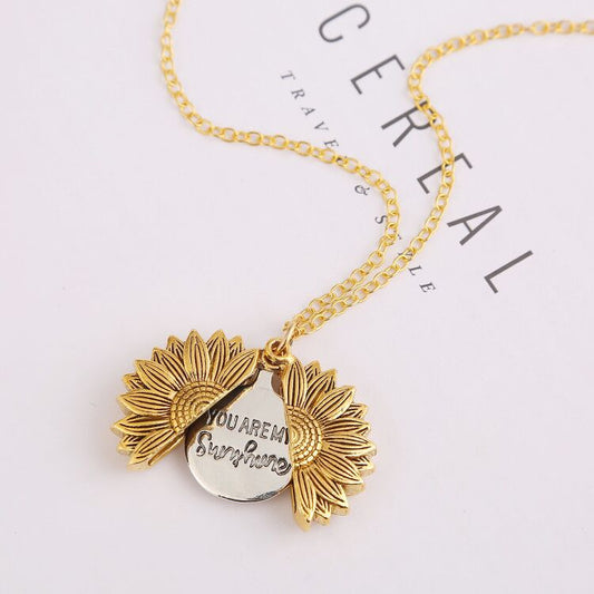 Ornament Sun Open Lettering Sunflower Alloy Necklaces