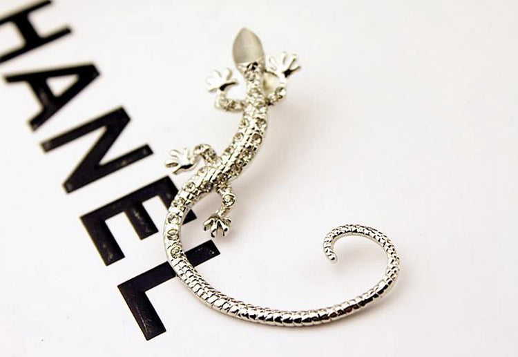 Diamond Punk Exaggerated Lizard Gecko Ear Earrings