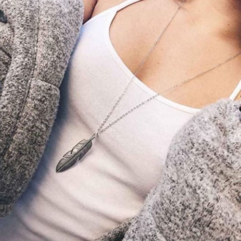 Women's & Men's Bohemian Fashion Leaf Long Feather Tassel Sweater Necklaces