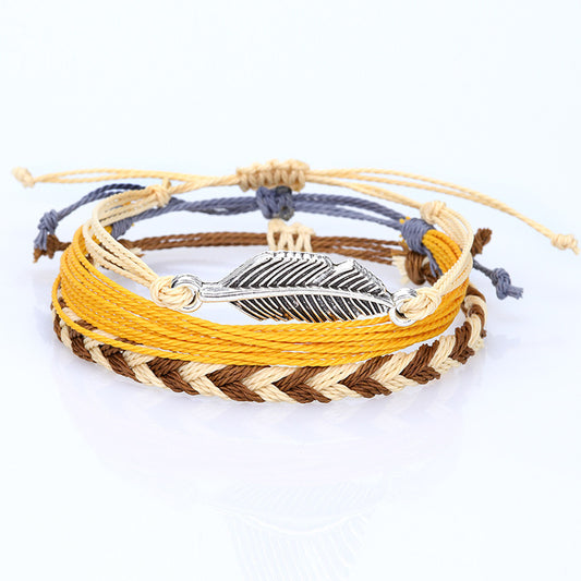 Women's & Men's Wax Line Braided Pieces Suit Stone Bracelets