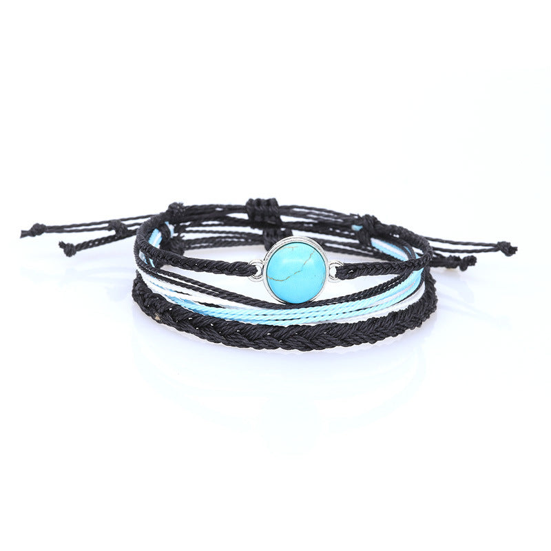 Women's & Men's Wax Line Braided Pieces Suit Stone Bracelets