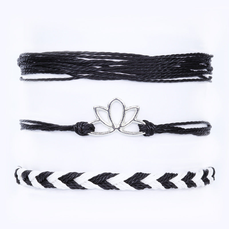 Women's & Men's Wax Line Braided Pieces Suit Stone Bracelets