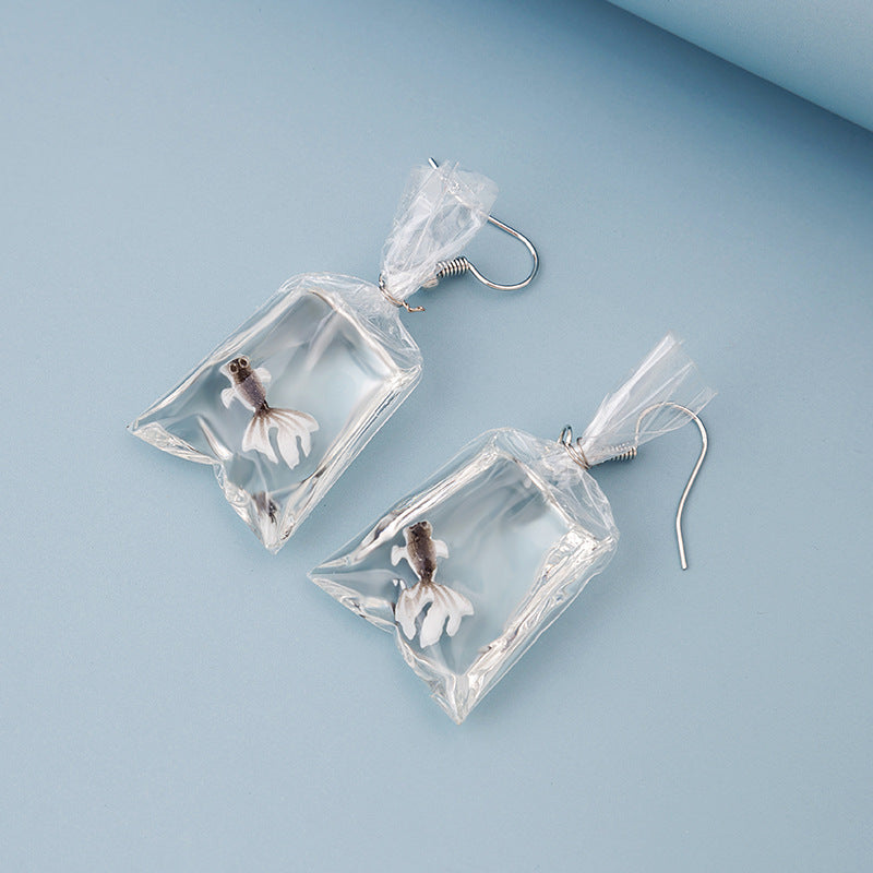 Cartoon Fun Goldfish Creative Personality Transparent Water Earrings
