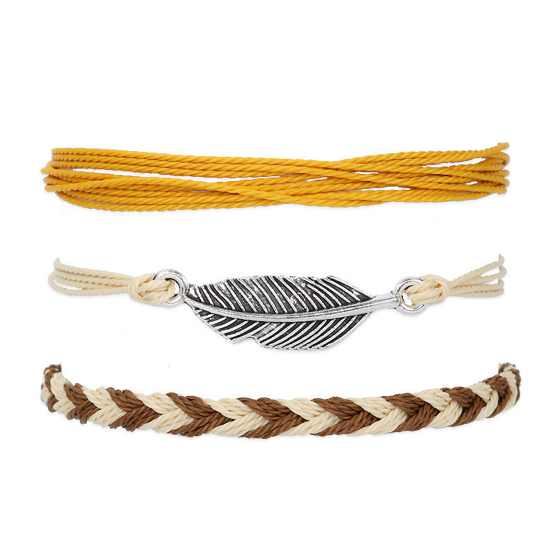 Women's & Men's Wax Line Braided Pieces Suit Stone Bracelets