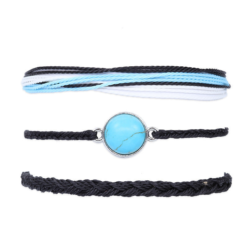 Women's & Men's Wax Line Braided Pieces Suit Stone Bracelets