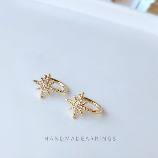 Micro Inlaid Zircon Gold Plated Korean Style Personality Ear Clip