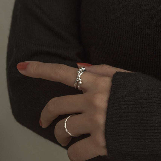 Steel Gold Plated Round Beads Personality Rings