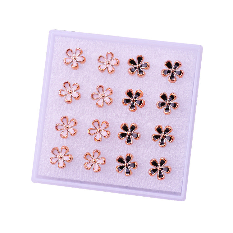 Black White Female Set Stall Ornament Plastic Resin Earrings