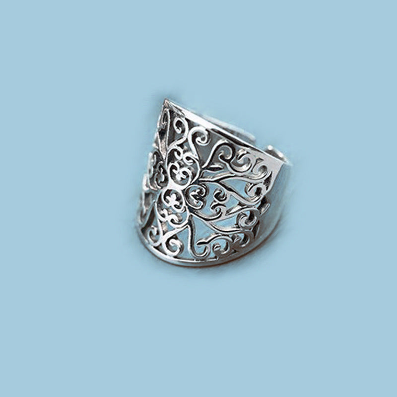 Domineering Personalized Sier Plated Vintage Auspicious Ring