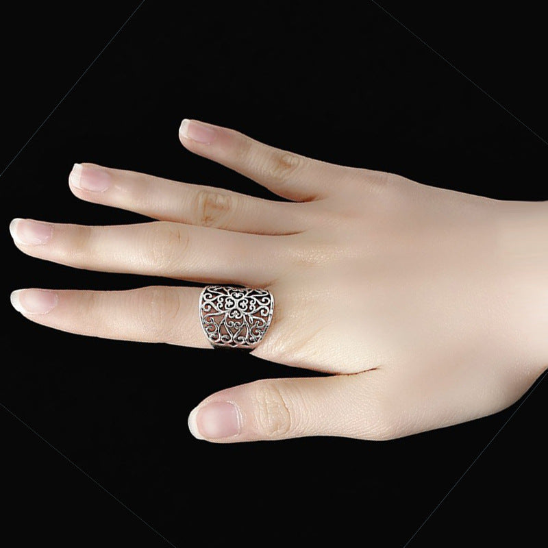 Domineering Personalized Sier Plated Vintage Auspicious Ring