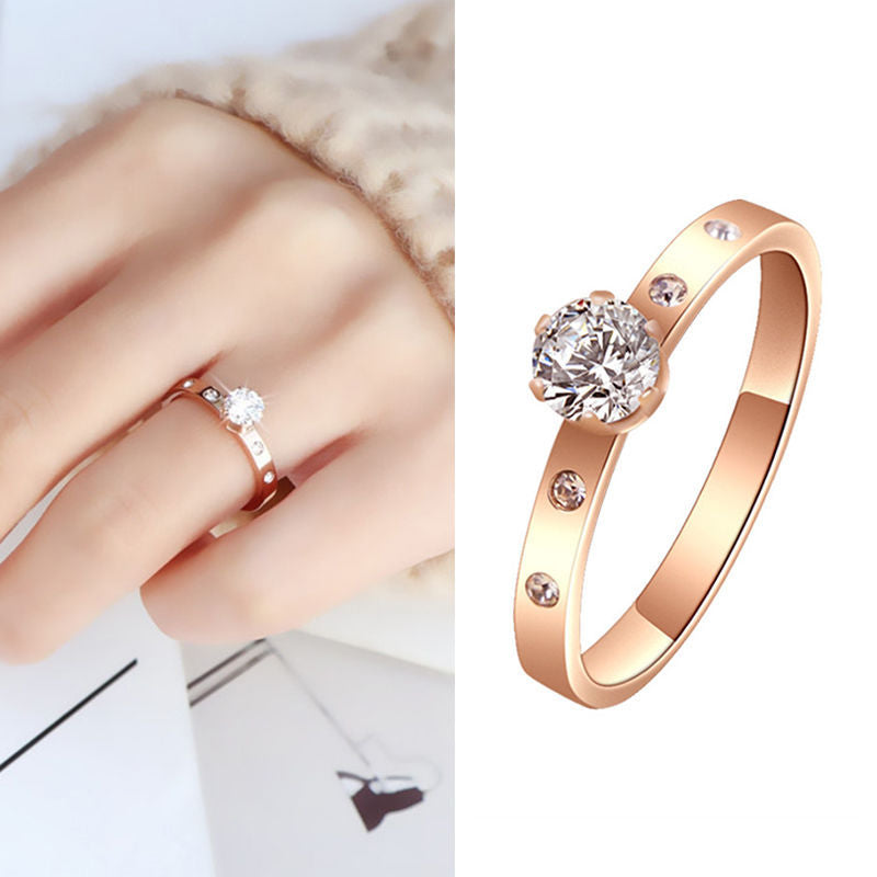 Claw Single Diamond Artificial Titanium Steel Rings