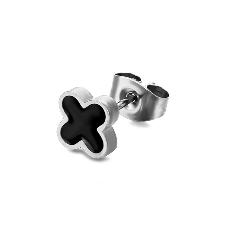 Style Popular Titanium Steel Four-leaf Clover Earrings