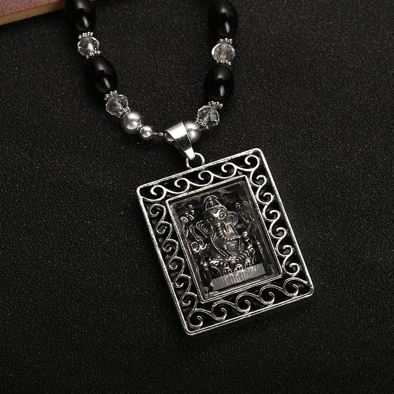 Ethnic Style Thailand Long Amulet Auspicious Elephant Necklace
