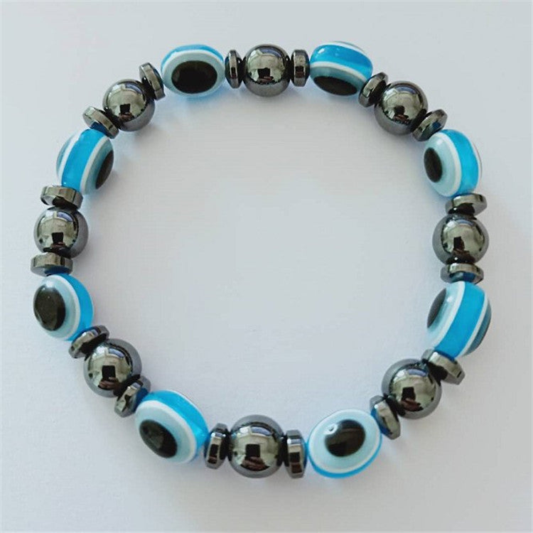 Stone Magnet Elastic Blue Eyes Flat Beads Bracelets