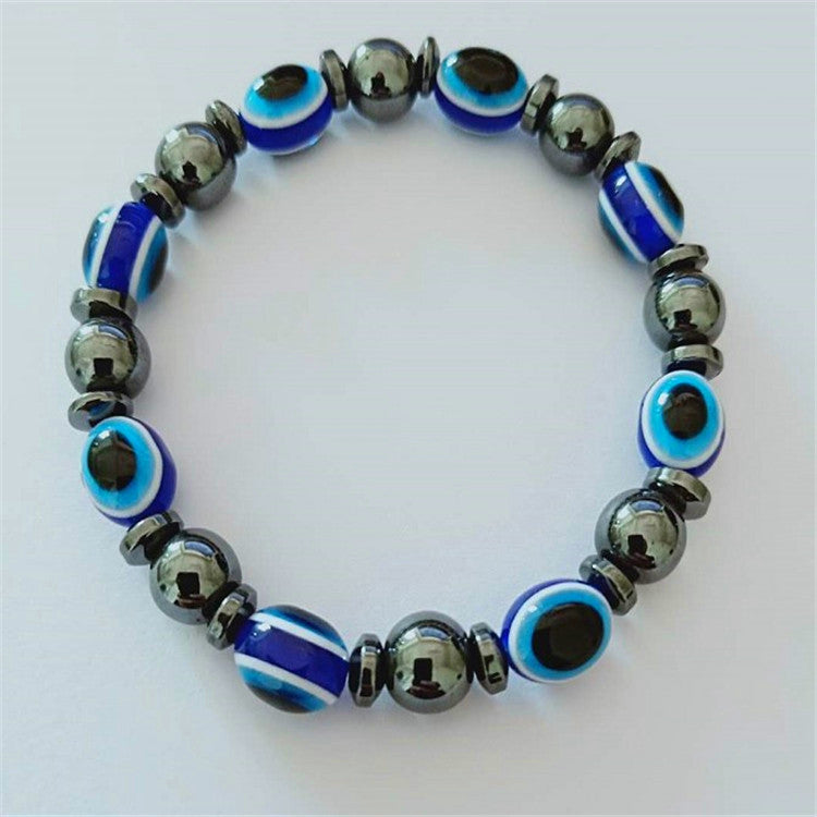 Stone Magnet Elastic Blue Eyes Flat Beads Bracelets