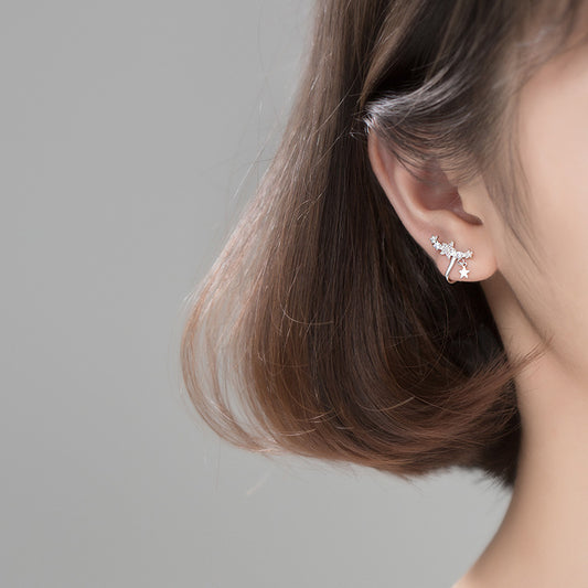 Sier-plated Mori Style Art Lady Star Short Temperamental Earless Ear Clip