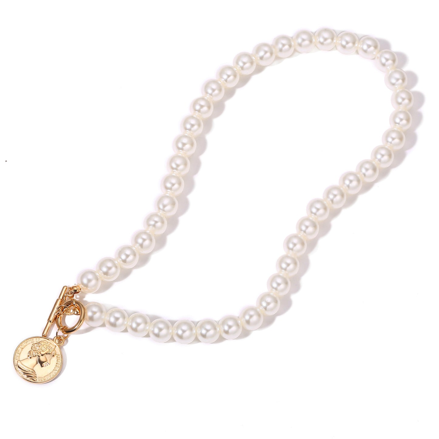 Artificial Pearl Coin Creative Retro Simple Necklaces